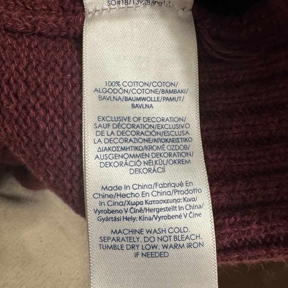 Chaps Men's Maroon Turtleneck Sweater with Brown Elbow Patches Size Medium - Picture 3 of 5